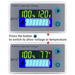 12V Battery Capacity Monitor, DROK 10-100V 24V 36V
