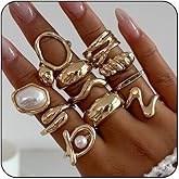 ONBRIG Chunky Rings for Women Set 12 Pcs Gold Rings Non Tarnish Adjustable Ring for Women Vintage Stack ring Chunky Jewelry
