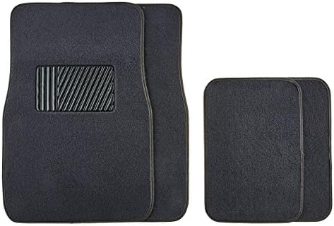 Car Floor Mats by mAuto Universal Carpet Floor Mats with Heel Pad and Velcro Non-Slip Backing – 4 Piece Set – Charcoal Gray