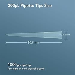 VISOSCI 200uL Pipette Tips 1000 PCS per Bag Yellow