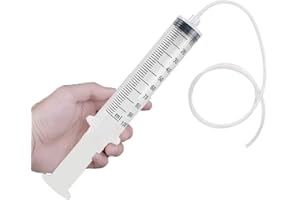 Large 100ml Plastic Syringe with Tubing, Carejoy Indutrial Syringes + 80cm(31.5in) Handy Long Hose Fluid Suction Injector for Scientific Labs Injecting, Feeding Pets, Drawing Oil, Fluid and Water
