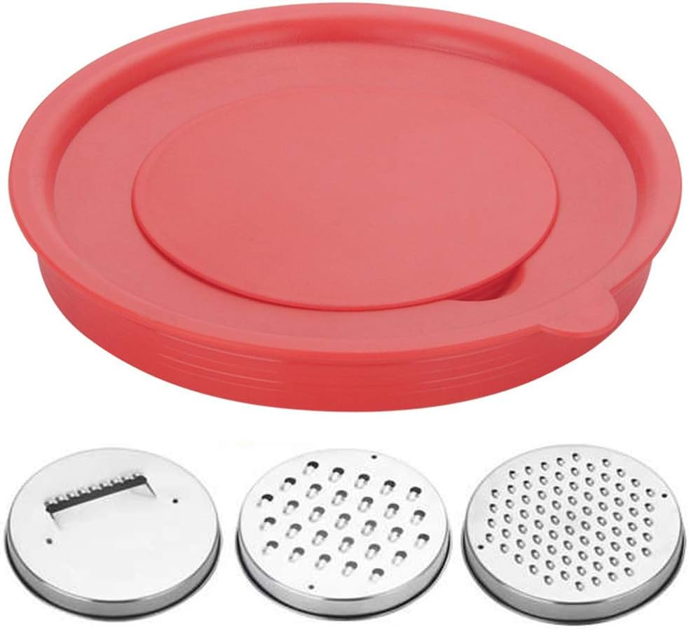 TAMUME 22cm Mixing Bowl Lid Set with Cheese Cutter and Grater, Food Slicer and Shredder Set of 3 (22cm)