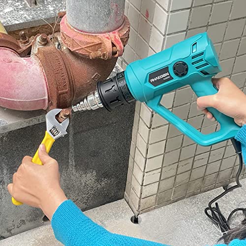 RHAEGON 1500W Heat Gun Variable Temperature Control (122℉-1202℉) and Dual Air Flow Hot Air Gun with Protective Nozzle Guard, Overload Protection, 4 Nozzles for Crafts and Home Improvement