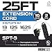 Iron Forge Cable 25 ft Flat Plug Black Extension Cord with 3 Outlets - 16/3 SJTW 3 Prong Indoor Extension Cord with Multiple Outlets