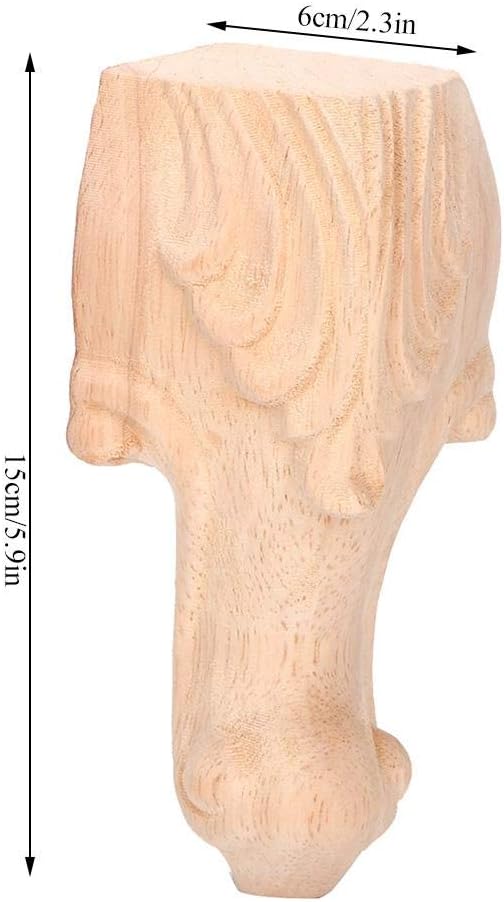Wifehelper 4 x Cabinet Legs Sofa Carved Table Leg Furniture Legs European Style Wooden Carving Corner Applique Home Furniture Decor (15 x 6 cm) - Image 3