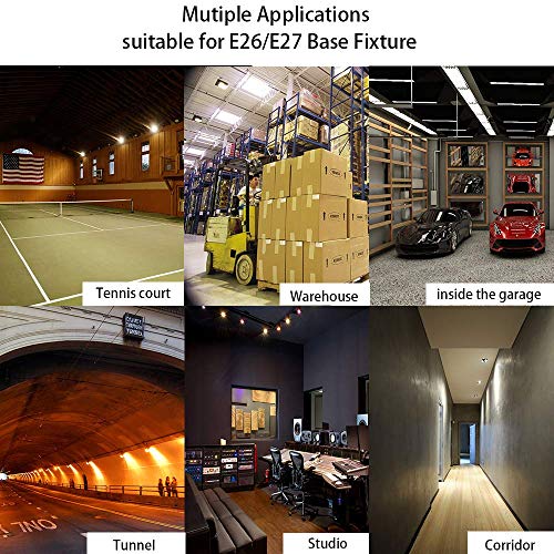 LED Garage Lights, 60W E26/E27 6000LM Deformable Basement Lighting for Full Area, LED Garage Light Bulb for Workshop,Industrial Lamp, barn, Cellar,Warehouse etc (No Motion Activated)