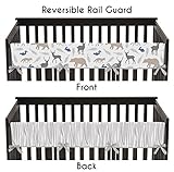 Sweet Jojo Designs Blue Gray and White Woodland Animals Long Front Rail Guard Baby Boy Teething Cover Protector Crib Wrap