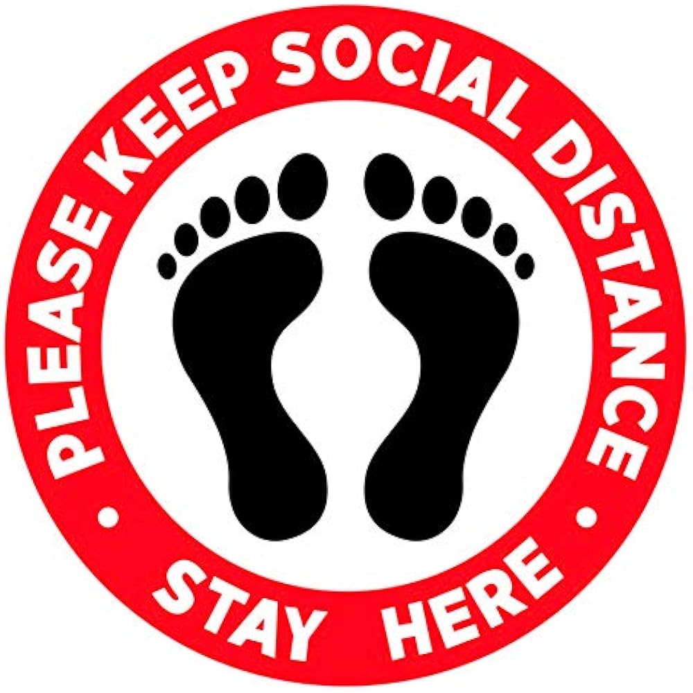 5 Pcs Social Distancing Floor Decals, Safety Sign Marker
