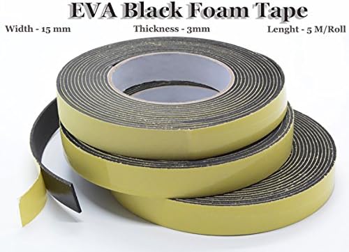 Foam Seal Tape, High Density Foam Seal Strip Self Adhesive Weather Stripping Insulation Foam 3MM thick 5M length width 15mm (3 Roll)