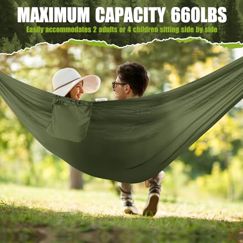 Ultralight Outdoor Hammock 300 kg Load Capacity Travel Hammock Camping Breathable Quick-Drying Portable Parachute Nylon for Backpacking, Hiking, Garden