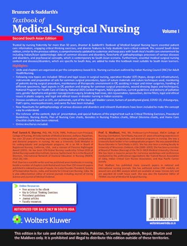 Brunner & Suddarth’s Textbook of Medical - Surgical Nursing, Vol 1, 2nd South Asian ed 1