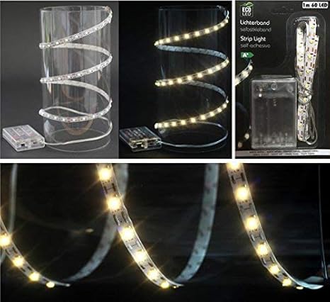 Hillfield® 1m Lichterband mit 60 LEDs Lichterkette zuschneidbar selbstklebend Lichterketten Weihnachten Lichtband LED-Band De