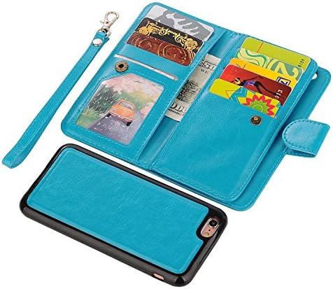 iPhone 6 Plus Wallet Case, SUPZY Leather Detachable Magnetic Flip 9 Card Slots