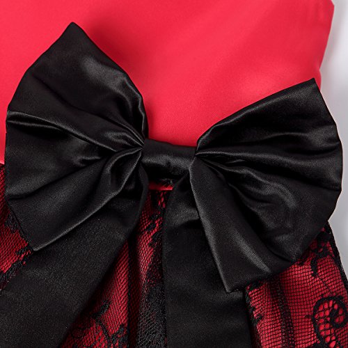 ZaH Girls Maxi Dress Dresses Size 7 7-8 Prime Dresses Girls Kids Wedding Girl Dress Kids Girls Occasion Dress Kids Wedding Dress Girls Elegant Dress (Red,7) - Thumbnail 3