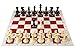 Quadruple Weight Tournament Chess Game Set - Chess Board Game with Staunton Camel Chess Pieces, Red Vinyl Chess Board and Chess Strategy Guide