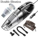 Car Vacuum Cleaner High Power LIBERRWAY DC 12v Portable Handheld Wet Dry Auto Vacuum Cleaner for Car, 5.0Kpa Suction, Black