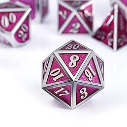 DnDnD Solid Metal Dice Set, Rose Pink D&D Metal