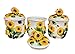 ACK 3D Sunflower 3pc Hand Painted Ceramic Canister Set with Lid, Kitchen Storage Jar, Food Storage Container, Airtight Storage Container With Rubber Seal for Coffee, Tea, Sugar, Flour