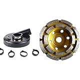 7 inch Rubber Dust Shroud for Grinder PLUS 7 Inch Diamond Double Row Grinding cup concrete grinding masonry coating removal lippage smoothing travertine surface smoothing