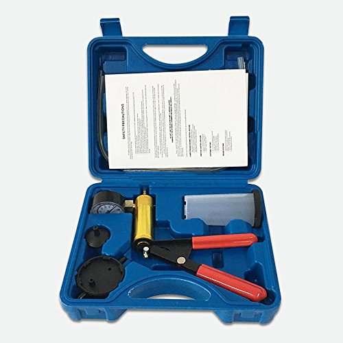 LUBAN Hand Held Vacuum Pump Tester Set Vacuum Gauge with Hoses Connector Oil Suction Gun Tester for Automobile (Blue)