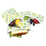 Langsprit Premium Reusable Sandwich & Snack Bags-Washable Lunch Bags - Set of 3 - (Cactus)
