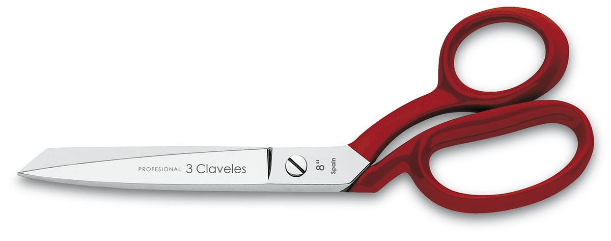 3 Claveles 8" Sastresa Scissors, Nickel, Carbon Steel, Red, 20cm (8")