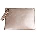 Aladin Oversized Clutch Bag Purse, Womens Large leather Evening Wristlet Handbag (Gold)
