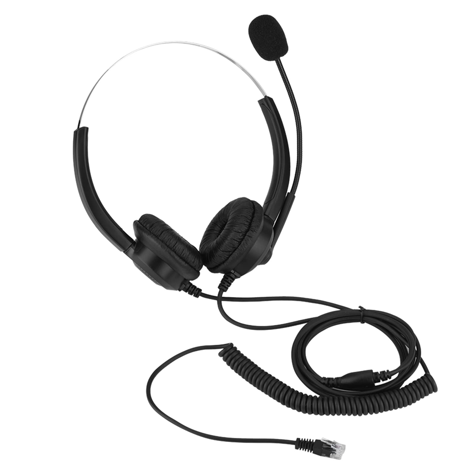 Noise Cancelling Lossless Sound Call Center Headset with Comfortable Wearing, Super Long Cable for Clear Communication (Crystal Head)