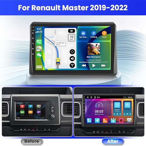 Inefala Radio for Renault Master 2019-2022 Android 15 (2+64G) with Wireless Carplay and Android Auto, 10.1'' Touch Screen Stereo Radio with Bluetooth 26UI EQ GPS FM/RDS SWC AHD Reverse Camera