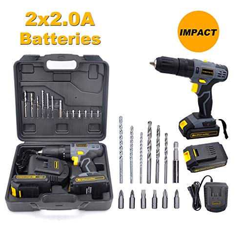 Prowerland D023 20V kabelloser Treiber Akkuschrauber Li Ion Akku mit Aufladen (D023-Impact) – Bild 4