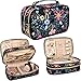 Travel Jewelry Organizer Case,Storage Bag Holder for Earrings,Necklace,Rings,Watch - Girl Portable Jewelry Case Black-flower