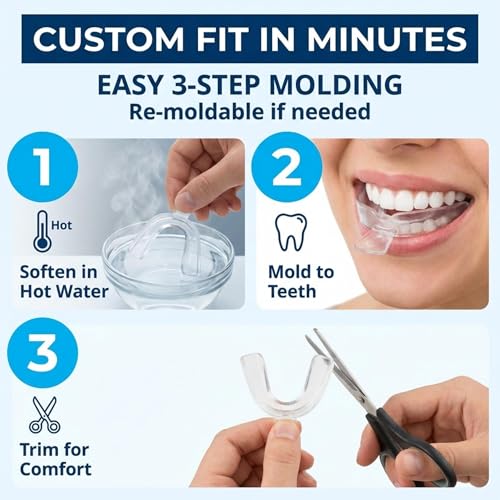 Auqewl Moldable Teeth Whitening Trays, 5 Piece Trimmable Food Grade Silicone Teeth Whitening Moulds, BPA Free Reusable Dental Trays with Storage Case for Home Use