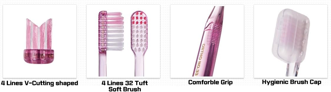 Sky Orthodontic Toothbrushes[2 Packs] V Trim Cleaning for Braces Wires Brackets (Ortho NO.33 Soft): Health & Personal Care