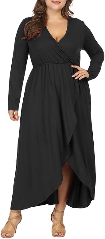 Plus Size Long Wrap Dress Factory Sale 