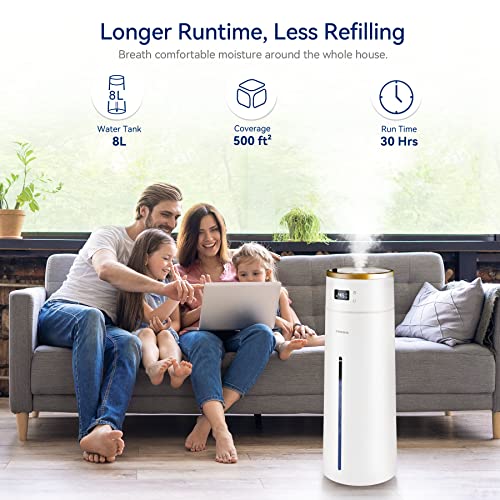 Smart Humidifiers For Large Rooms (2.1 Gal/8L), Room Humidifier For