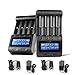 Zanflare C4 LCD Display Speedy Universal Smart Battery Charger,Battery Capacity Analyzer, for Rechargeable Batteries Ni-MH Ni-Cd A AA AAA SC, 18650 26650 26500 22650 18490 17670 17500(2 Pack)