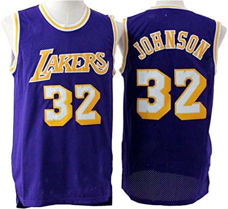 Men's Adult #32 Magic Johnson Jersey Purple XL