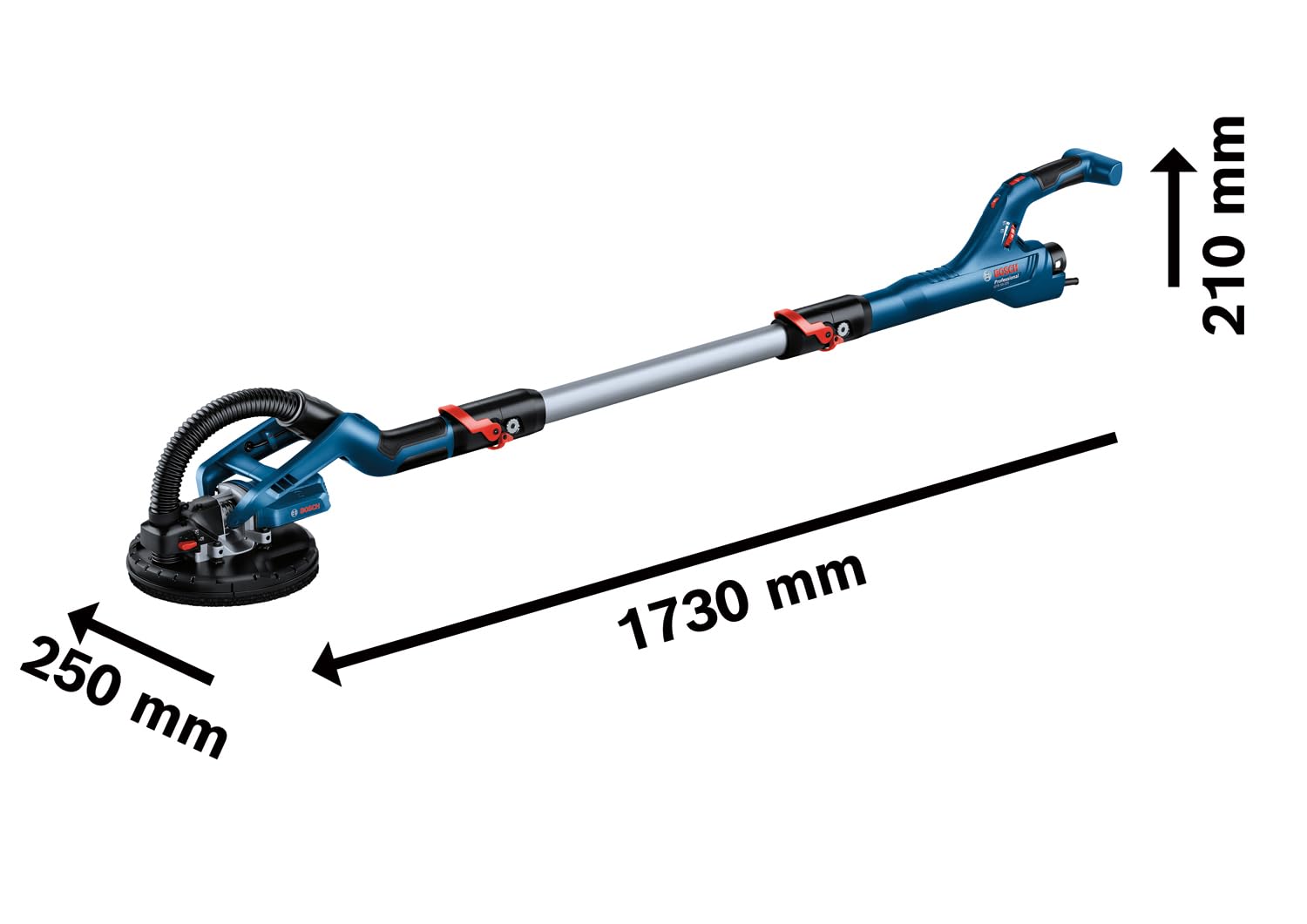 Bosch Professional Trockenbauschleifer GTR 55-225 (550 Watt, Schleifteller-Ø 215mm, inkl. 1x Schleifblatt M480, 1x Schleifteller-Set weich, 3x Kabelclip, Handwerkerkoffer) 6