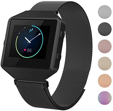 CRODI Compatible for Fitbit Blaze Bands with New Metal Frame, Stainless Steel Magn Womens Mens Replacement Band Fit bit Blaze Wristbands (Small, Large Size)