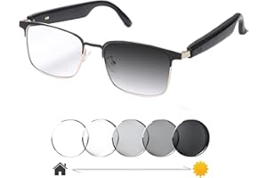 Giinova Smart Bluetooth Glasses for Women Men with Speaker Physical Color-Change Anti-Blue Light Polarized Built-in Microphone for Android iOS (Gold Frame)