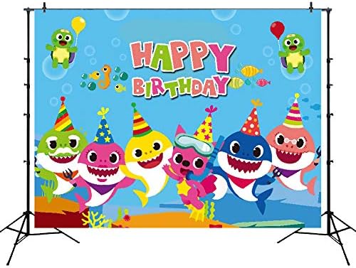 Baby Shark Birthday Decorations Cute Shark Backdrop for Baby Shower Party Banner 7x5ft Vinyl Photo Background Studio Props