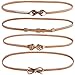 kilofly 4pc Women's Gold Metal Thin Skinny Stretch Cinch Belt Fashion Waistband