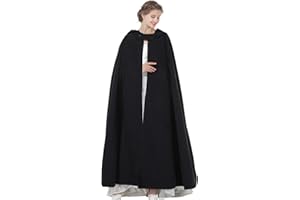 BEAUTELICATE Hooded Cloak Wedding Cape for Women Bridal Winter Robe Wool Blend Halloween Costume Christmas