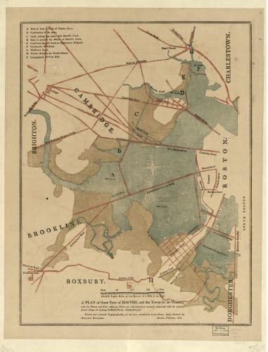 1814 Map A plan of those parts of Boston, and the towns in its vicinity, with the waters and flats adjacent, which are immediately or remotely connected with the contemplated design of erecting perpet