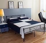 Green Forest Full Size Metal Bed Frame with Stable Metal Slats Headboard/Black