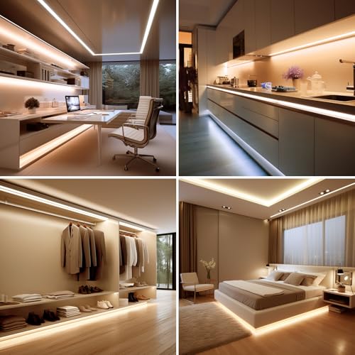 BENLUN 24V COB LED Strip 20M (10M x 2), 3000K Warm White 312LEDs/M CRI 93, Flexible Self-adhesive LED Strip with Power Supply, LED Strips for Bedroom, Home Decoration