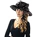 ICSTH Womens Organza Kentucky Derby Church Party Floral Wide Brim Summer Hat (One Size, Black)