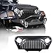 Hooke Road Front Gladiator Grill Cover Vader Grille w/Mesh Guard Compatible with Jeep Wrangler TJ 1997-2006 (Matte Black)