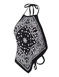 Diseño de Olivia dama Sexy Paisley Bandana Halter Top Shirt-Made in USA