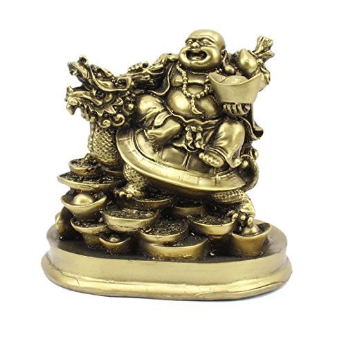 Petrichor Fengshui Laughing Buddha Riding on Dragon and Ingot